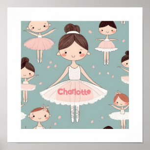 Custom Name Text Happy Ballerina Poster  