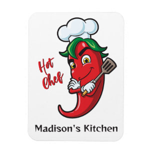 Custom Name & Text Hot Pepper Chef Magnet