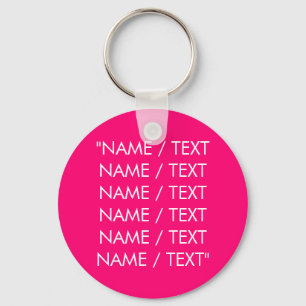 Custom Name text hot pink fuchsia minimalist Key Ring