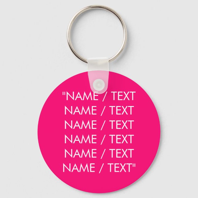 Custom Name text hot pink fuchsia minimalist  Key Ring (Front)