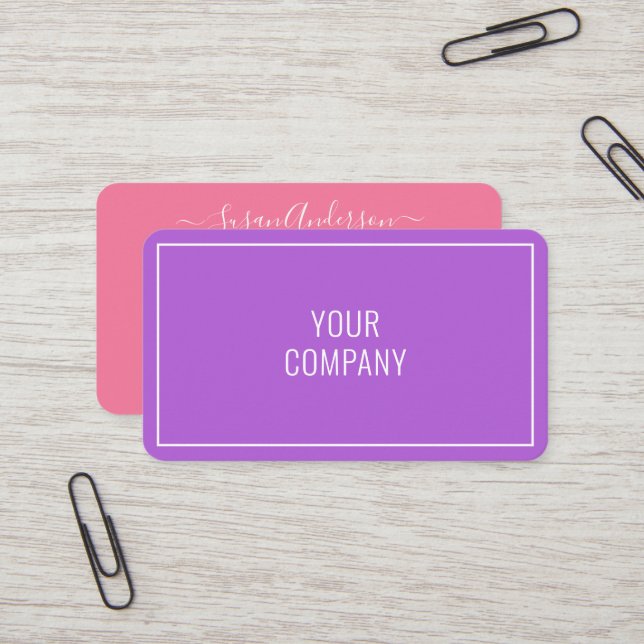 Custom Name Text Info Business Cards - Your Colour (Front/Back In Situ)