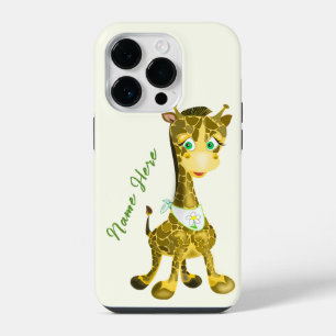 Custom Name Text iPhone Case with Baby Giraffe