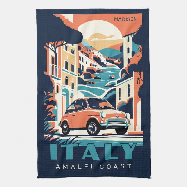 Custom Name & Text Italy Tea Towel (Vertical)