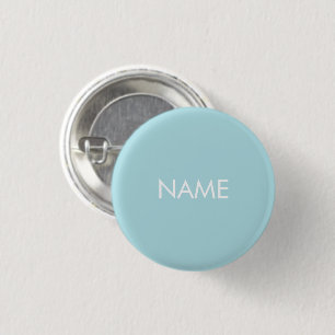 Custom name text light blue white simple 3 cm round badge