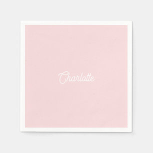 Custom name text Light Pink white minimalist Napkin