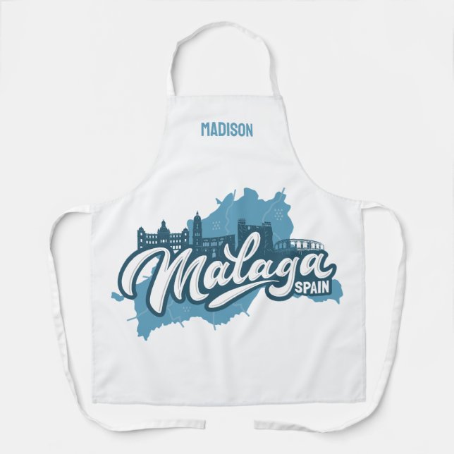 Custom Name / Text Malaga Spain Apron (Front)
