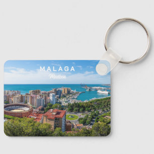 Custom Name & Text Malaga Spain Areal Photograph Key Ring