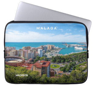 Custom Name & Text Malaga Spain Areal Photograph Laptop Sleeve