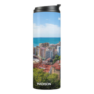 Custom Name & Text Malaga Spain Areal Photograph Thermal Tumbler