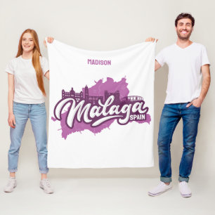 Custom Name / Text Malaga Spain Fleece Blanket