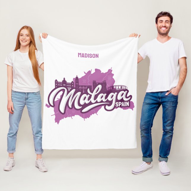 Custom Name / Text Malaga Spain Fleece Blanket (In Situ)