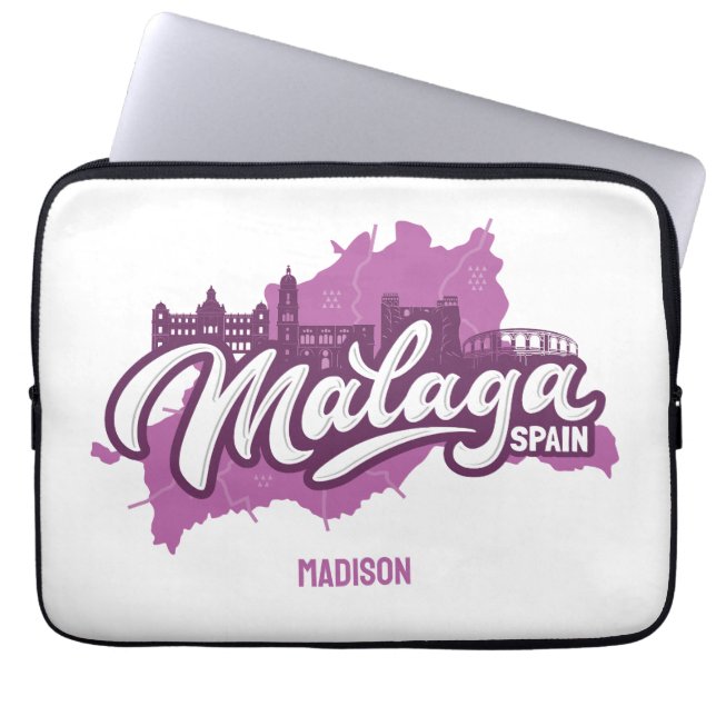Custom Name / Text Malaga Spain Laptop Sleeve (Front)