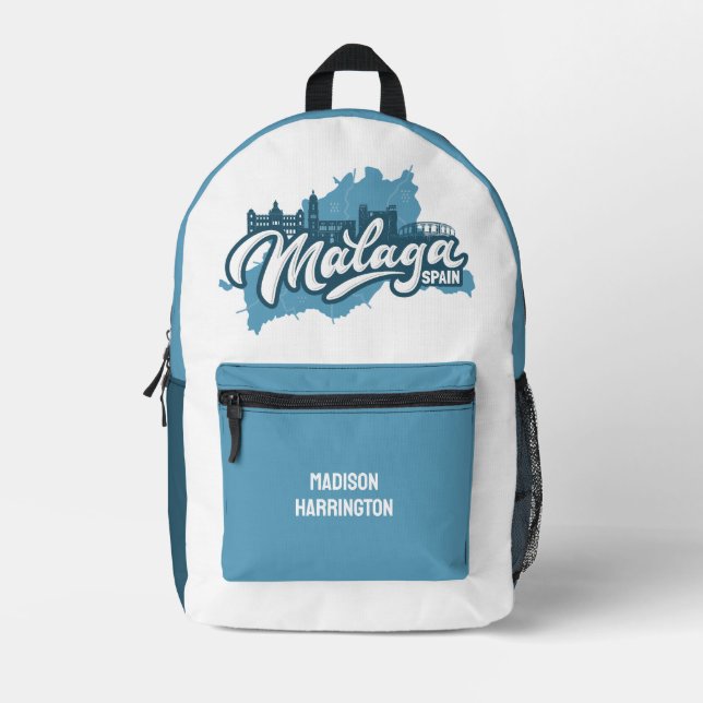 Custom Name / Text Malaga Spain Printed Backpack (Front)