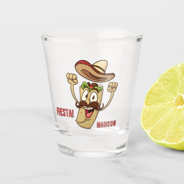 Custom Name & Text Mexican Fiesta Shot Glass (Front)
