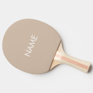 Custom name text monogram beige tan minimalist ping pong paddle