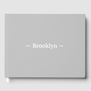 Custom name text monogram light grey guest book