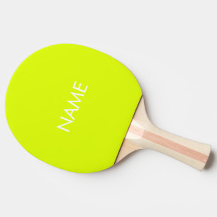 Custom name text monogram neon chartreuse green ping pong paddle