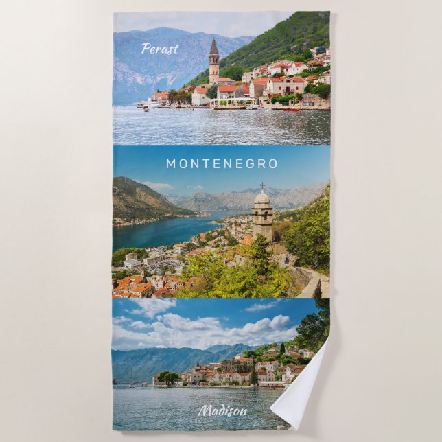 Custom Name & Text Montenegro Beach Towel (Front)