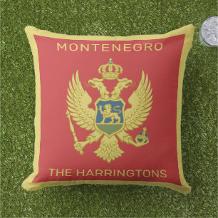 Custom Name & Text Montenegro Flag Cushion