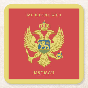Custom Name & Text Montenegro Square Paper Coaster