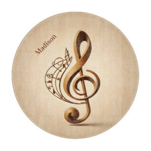 Custom Name & Text Musical Clef Note Cutting Board