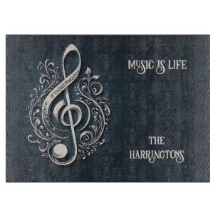 Custom Name & Text Musical Clef Note Cutting Board