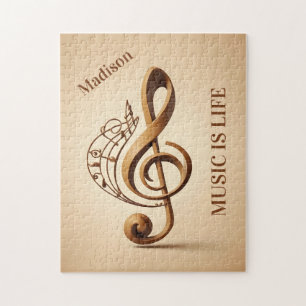 Custom Name & Text Musical Clef Note Jigsaw Puzzle