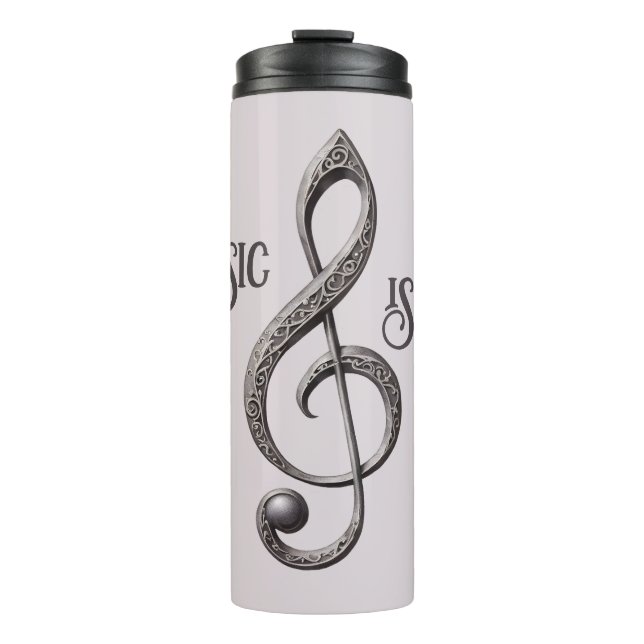 Custom Name & Text Musical Clef Note Thermal Tumbler (Front)