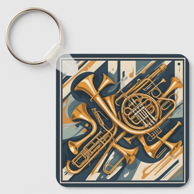 Custom Name / Text Musical Instruments Key Ring (Front)