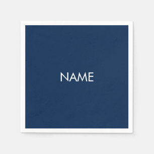 Custom name text navy blue white minimalist napkin