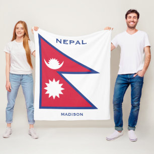 Custom Name & Text Nepal Flag Fleece Blanket