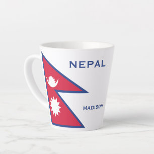 Custom Name & Text Nepal Flag Latte Mug