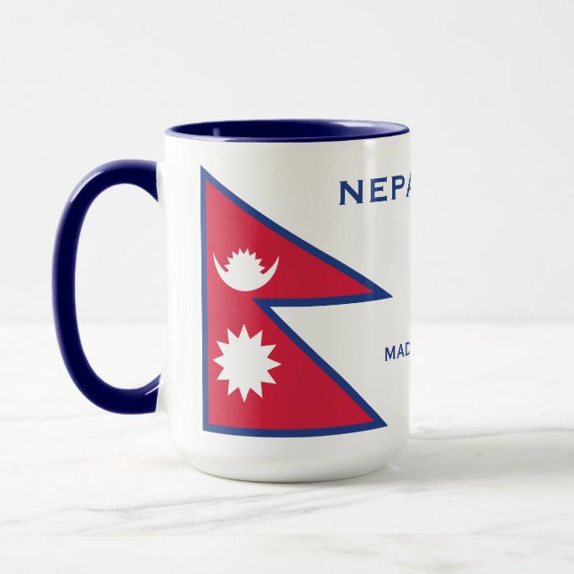 Custom Name & Text Nepal Flag Mug (Left)