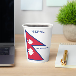 Custom Name & Text Nepal Flag Paper Cups