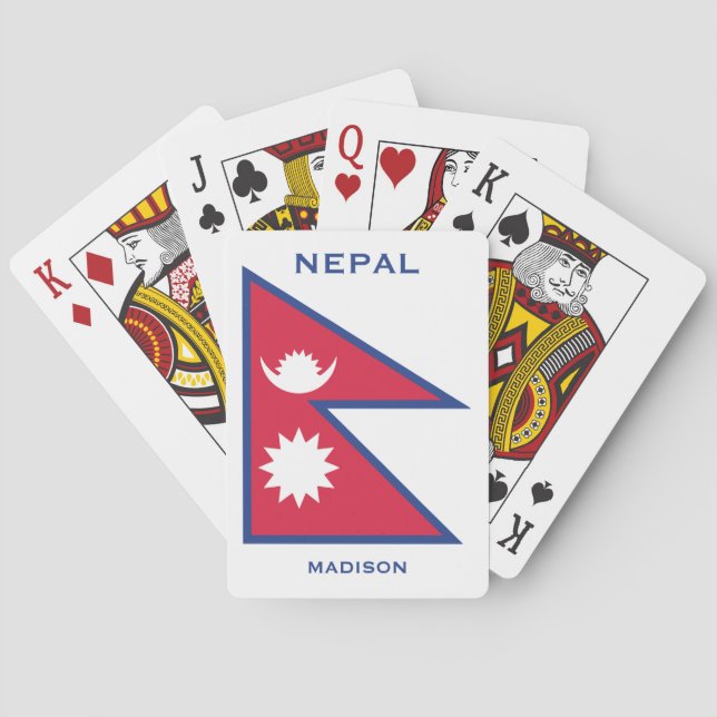 Custom Name & Text Nepal Flag Playing Cards (Back)