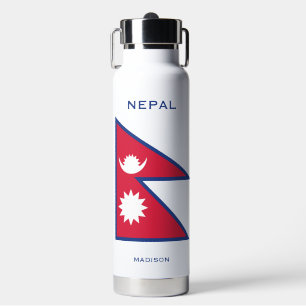 Custom Name & Text Nepal Flag Water Bottle