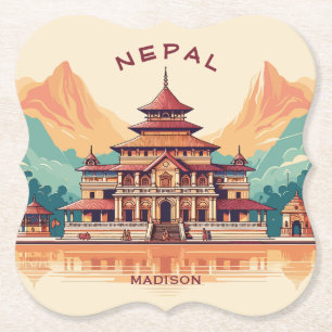 Custom Name & Text Nepal Paper Coaster