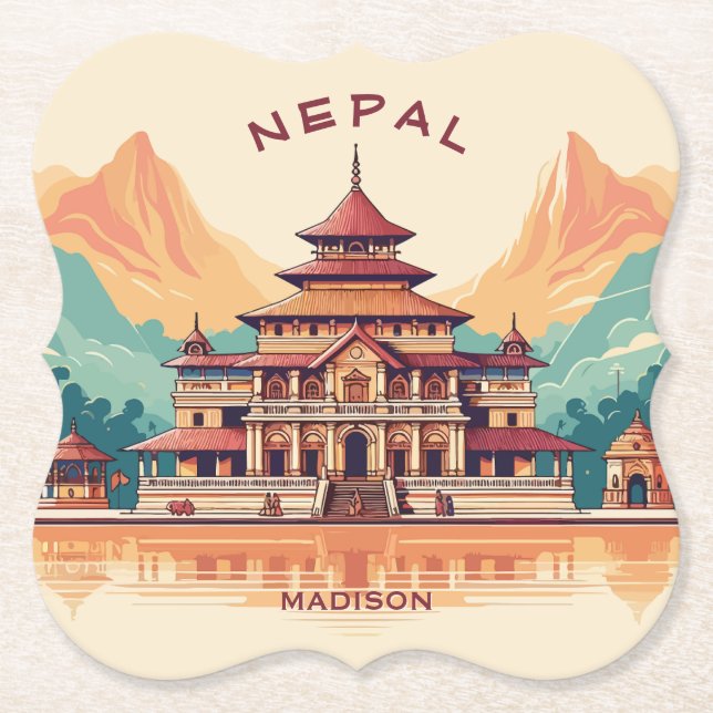 Custom Name & Text Nepal Paper Coaster (Front)