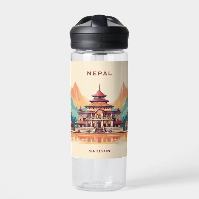 Custom Name & Text Nepal Water Bottle (Front)