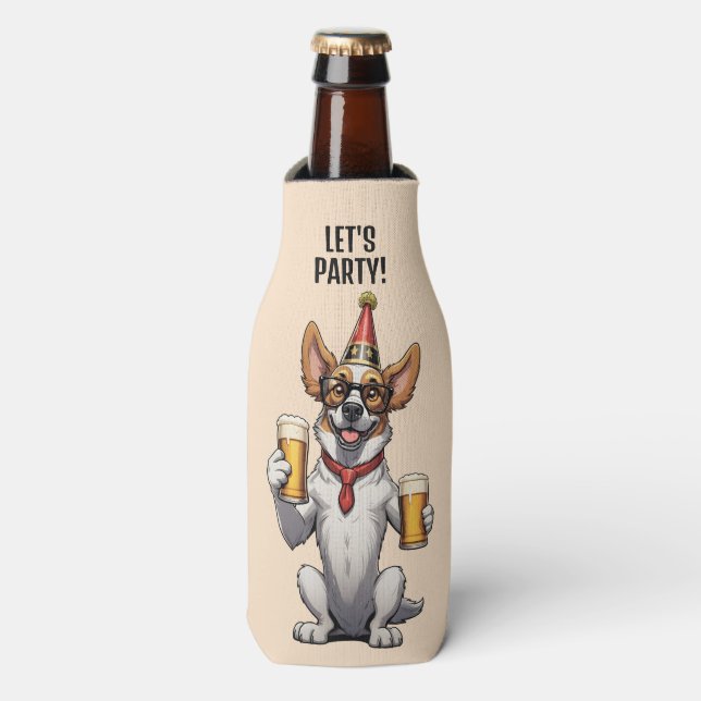 Custom Name & Text Party Animal Bottle Cooler (Bottle Front)