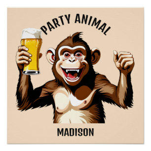 Custom Name & Text Party Animal Poster