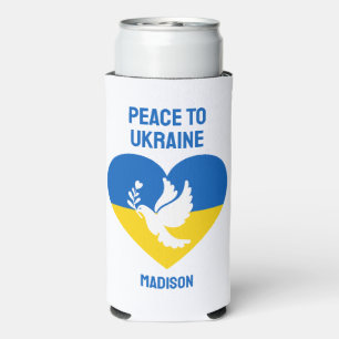 Custom Name & Text Peace to Ukraine Seltzer Can Cooler