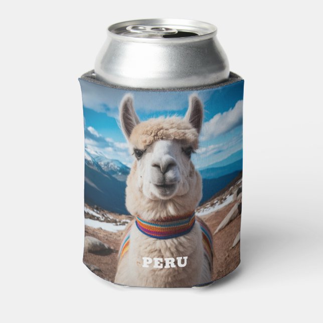 Custom Name & Text Peru Llama Can Cooler (Can Back)
