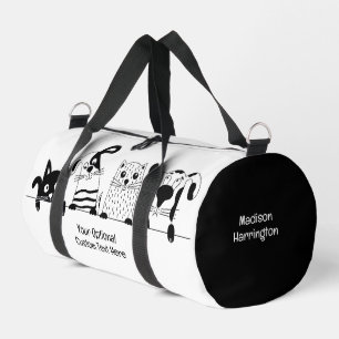 Custom Name & Text Pets Illustration Duffle Bag