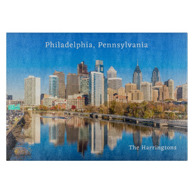 Custom Name & Text Philadelphia Pennsylvania Cutting Board (Front)