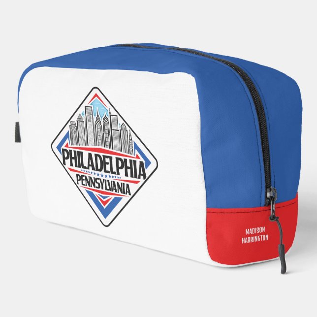 Custom Name / Text Philadelphia Pennsylvania Dopp Kit (Right Corner)