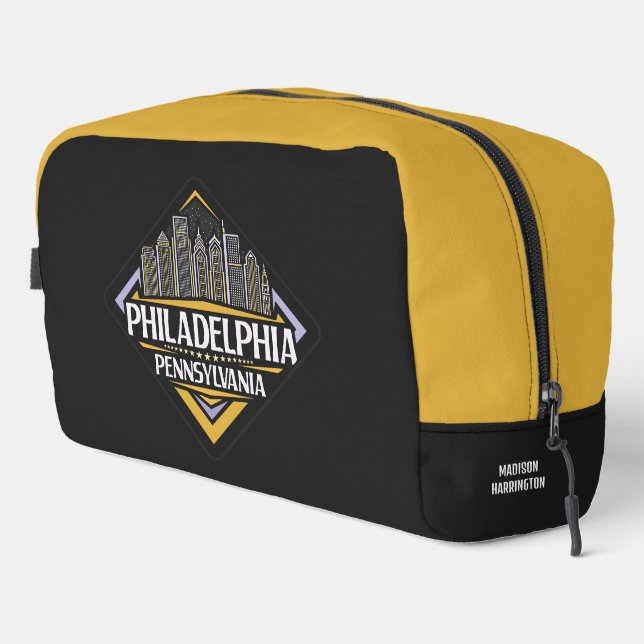 Custom Name / Text Philadelphia Pennsylvania Dopp Kit (Right Corner)