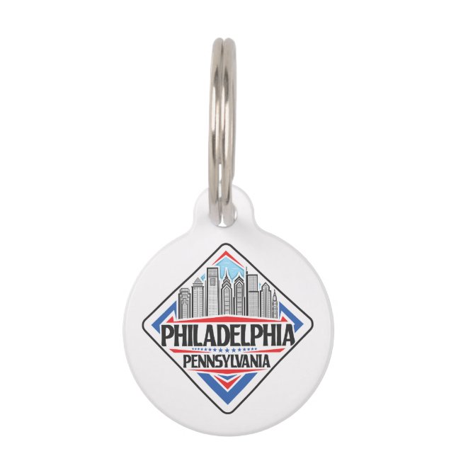 Custom Name & Text Philadelphia Pennsylvania Pet Tag (Front)
