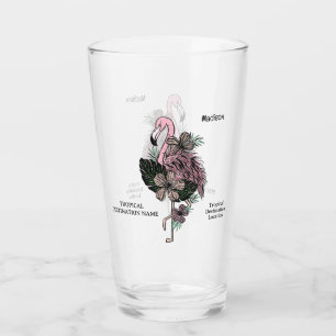 Custom Name & Text Pink Flamingo Glass