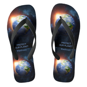 Custom Name & Text Planet Earth Jandals